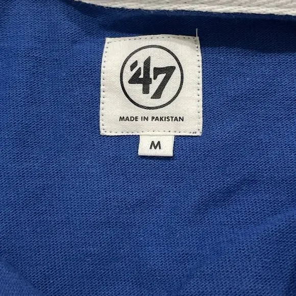 New England Patriots Long Sleeve Polo Men’s Sz Med '47 Brand NWT NFL Blue White - Picture 4 of 6